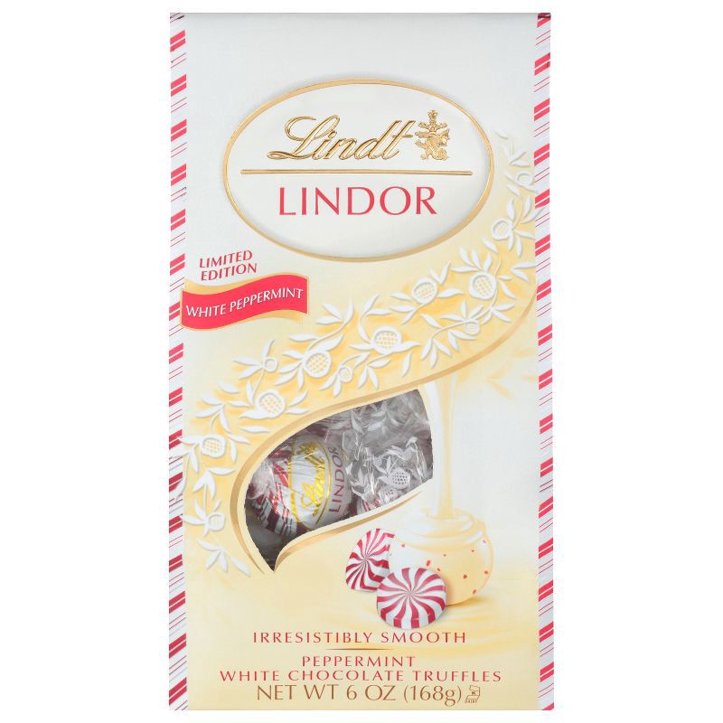 slide 10 of 13, Lindt LINDOR White Chocolate Candy Peppermint Truffles – 6oz, 6 oz