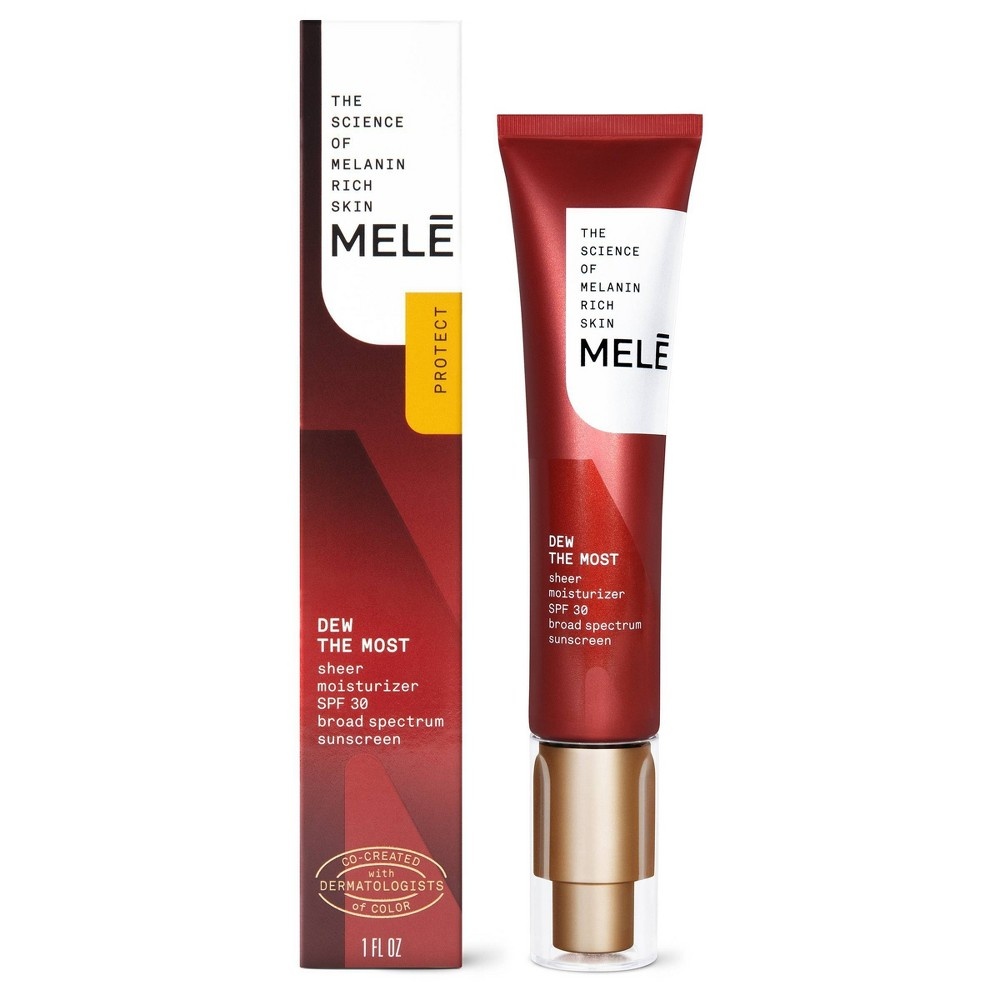 slide 2 of 7, MELE Dew The Most Sheer Facial Moisturizer with SPF 30 Sunscreen for Melanin Rich Skin, 1 fl oz