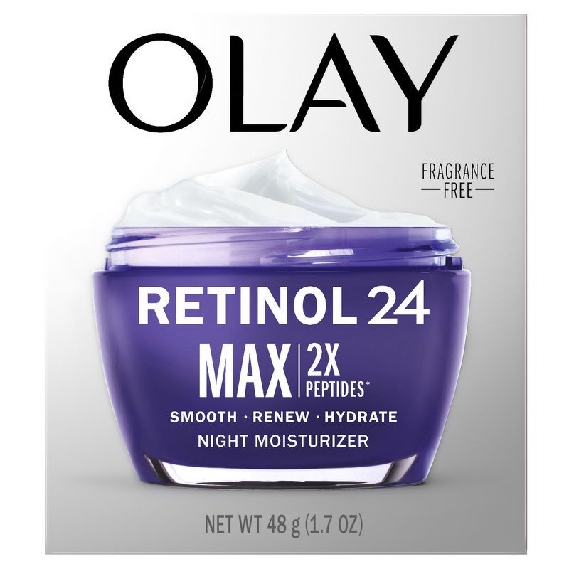 slide 2 of 9, Olay Retinol 24 Max Night Face Moisturizer for Dull Skin Fragrance-Free - 1.7oz, 1.7 oz