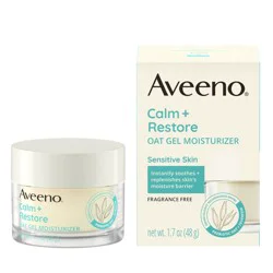 Aveeno Calm + Restore Facial Moisturizer for Sensitive Skin - Fragrance Free - 1.7 oz: Gel, Alcohol-Free, Noncomedogenic