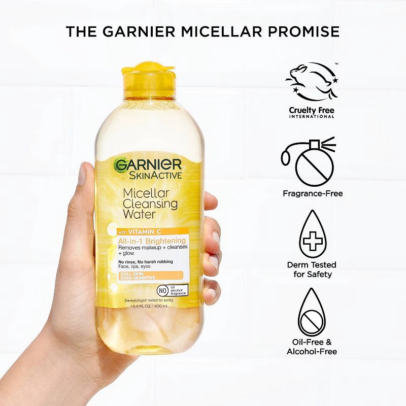 slide 4 of 7, Garnier SkinActive Micellar Vitamin C Cleansing Water to Brighten Skin - 13.5 fl oz, 13.5 fl oz