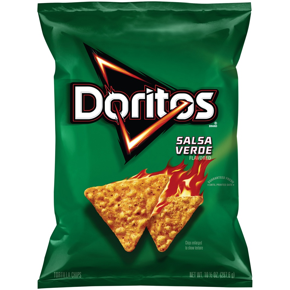 slide 1 of 1, Doritos Salsa Verde Flavored Tortilla Chips, 10.5 oz