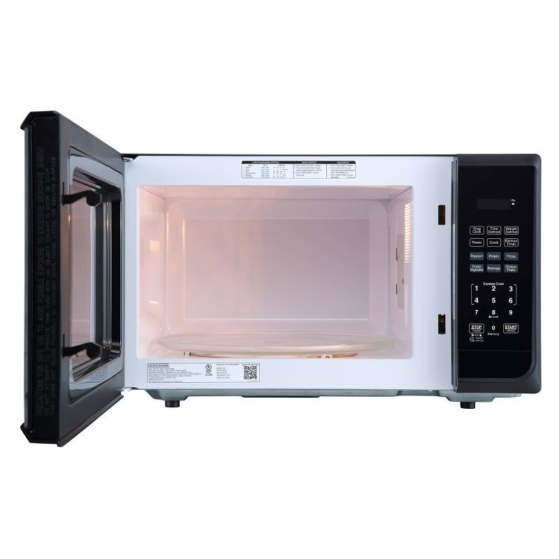 slide 2 of 6, BLACK+DECKER 1.1 cu ft 1000W Microwave Oven - Stainless Steel Black: Countertop, Child Lock, 6 One-Touch Settings, 1 ct