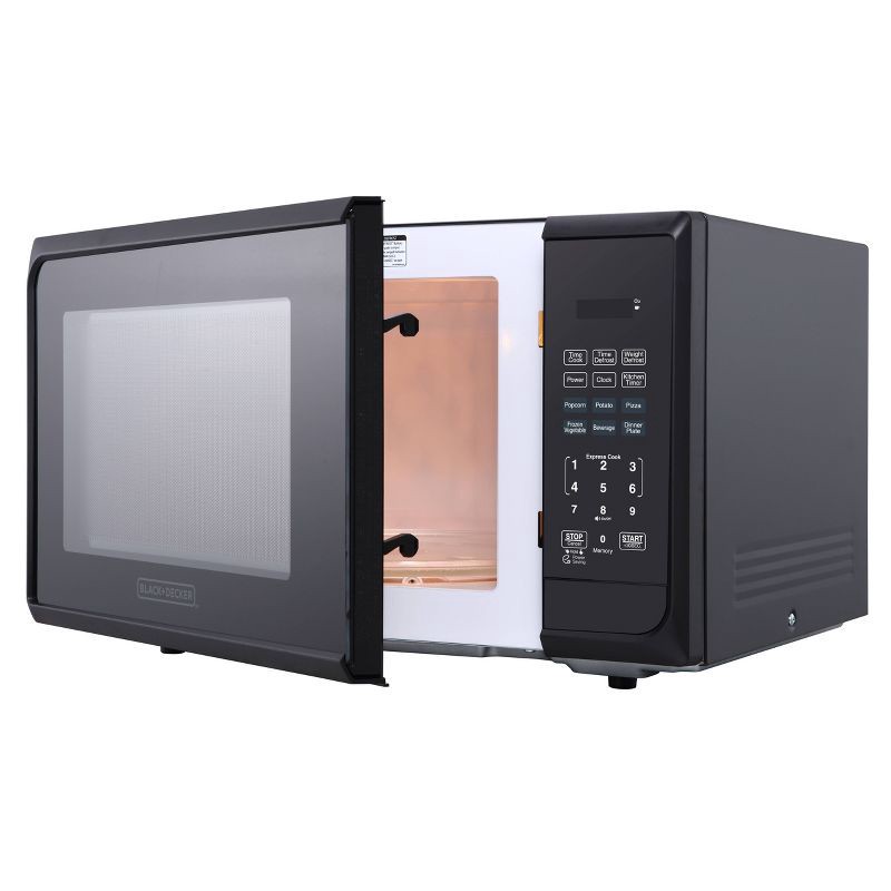 slide 5 of 6, BLACK+DECKER 1.1 cu ft 1000W Microwave Oven - Stainless Steel Black: Countertop, Child Lock, 6 One-Touch Settings, 1 ct