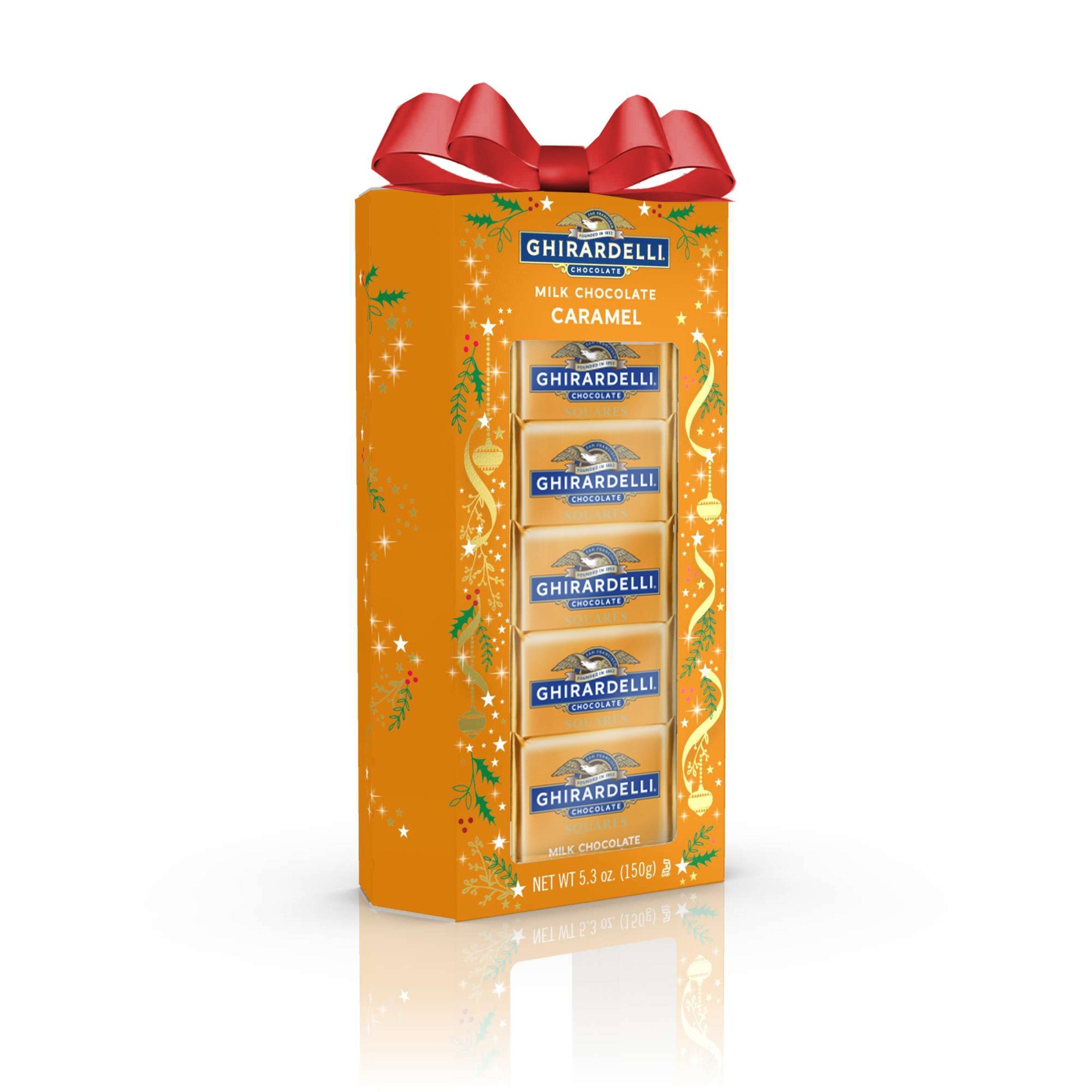 slide 1 of 3, Ghirardelli Holiday Medium Caramel Squares Window Gift, 5.3 oz