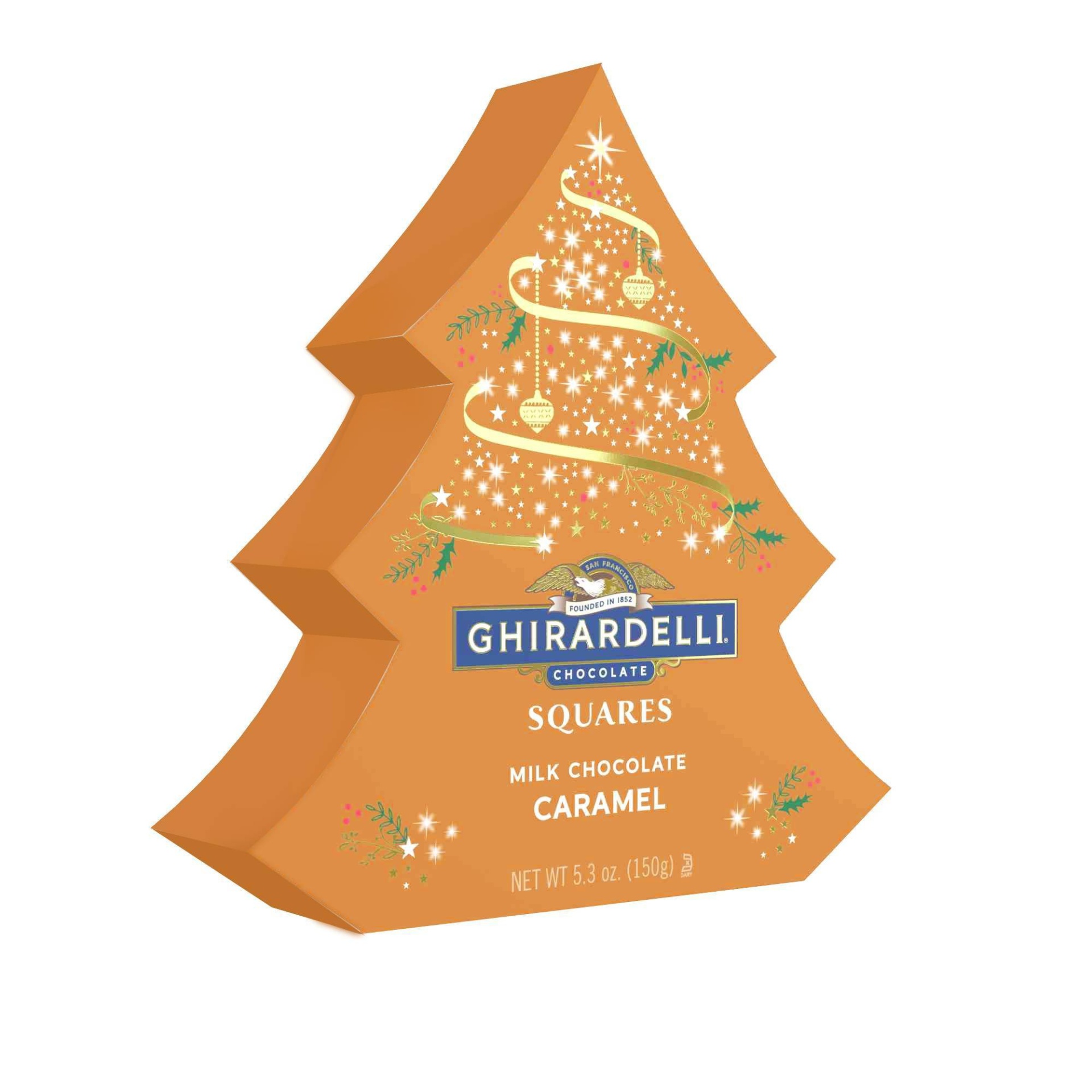 slide 1 of 3, Ghirardelli Holiday Milk Chocolate Caramel Squares Tree Gift, 5.3 oz