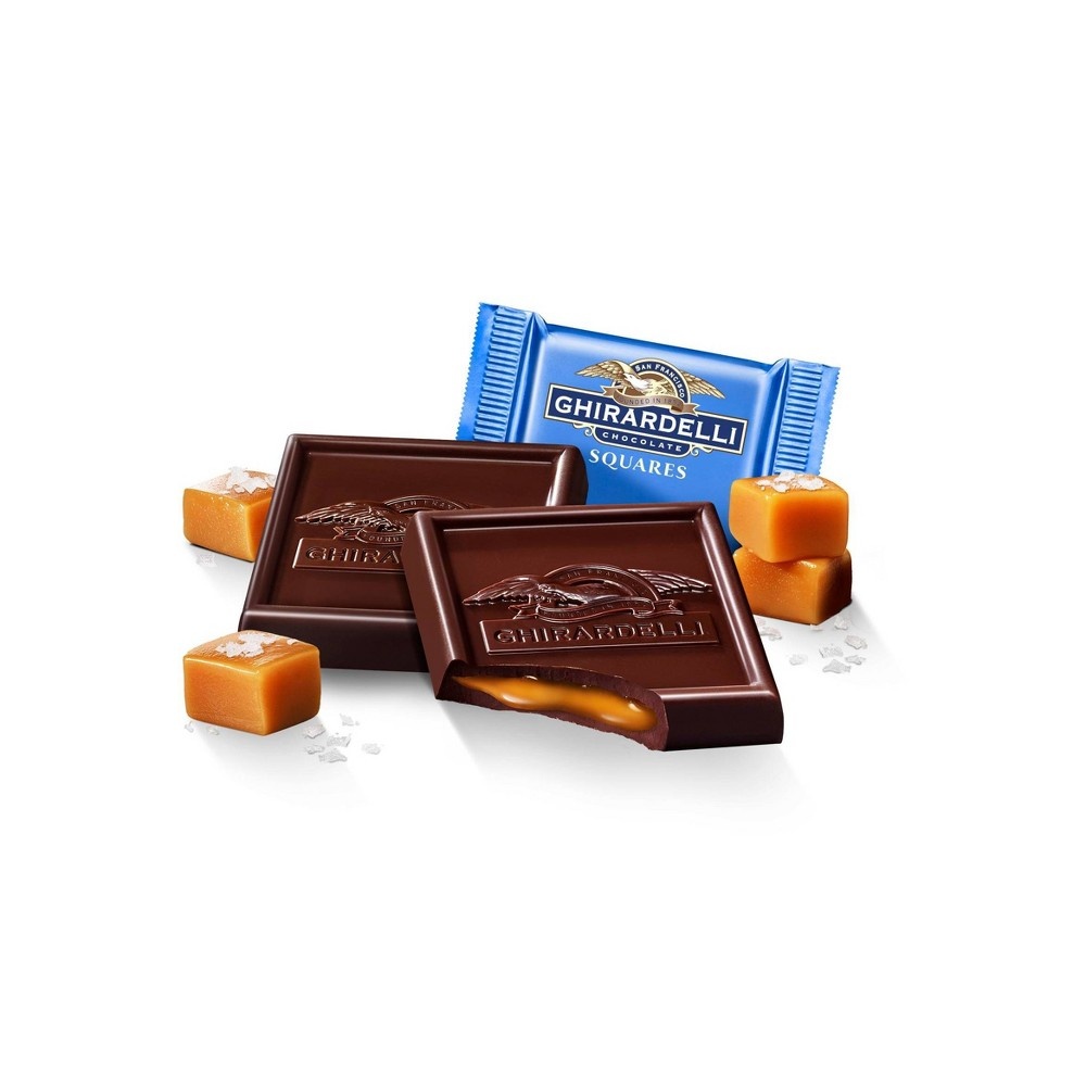 slide 2 of 4, Ghirardelli Holiday Dark Sea Salt Caramel Squares Bag, 6.3 oz