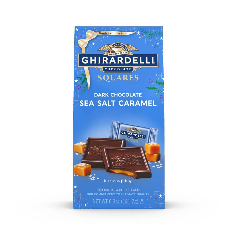 slide 4 of 4, Ghirardelli Holiday Dark Sea Salt Caramel Squares Bag, 6.3 oz