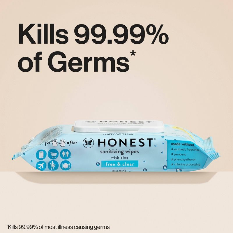 slide 3 of 12, The Honest Company Alcohol Hand Sanitizing Wipes - 3pk/150ct, 3 pk; 150 ct