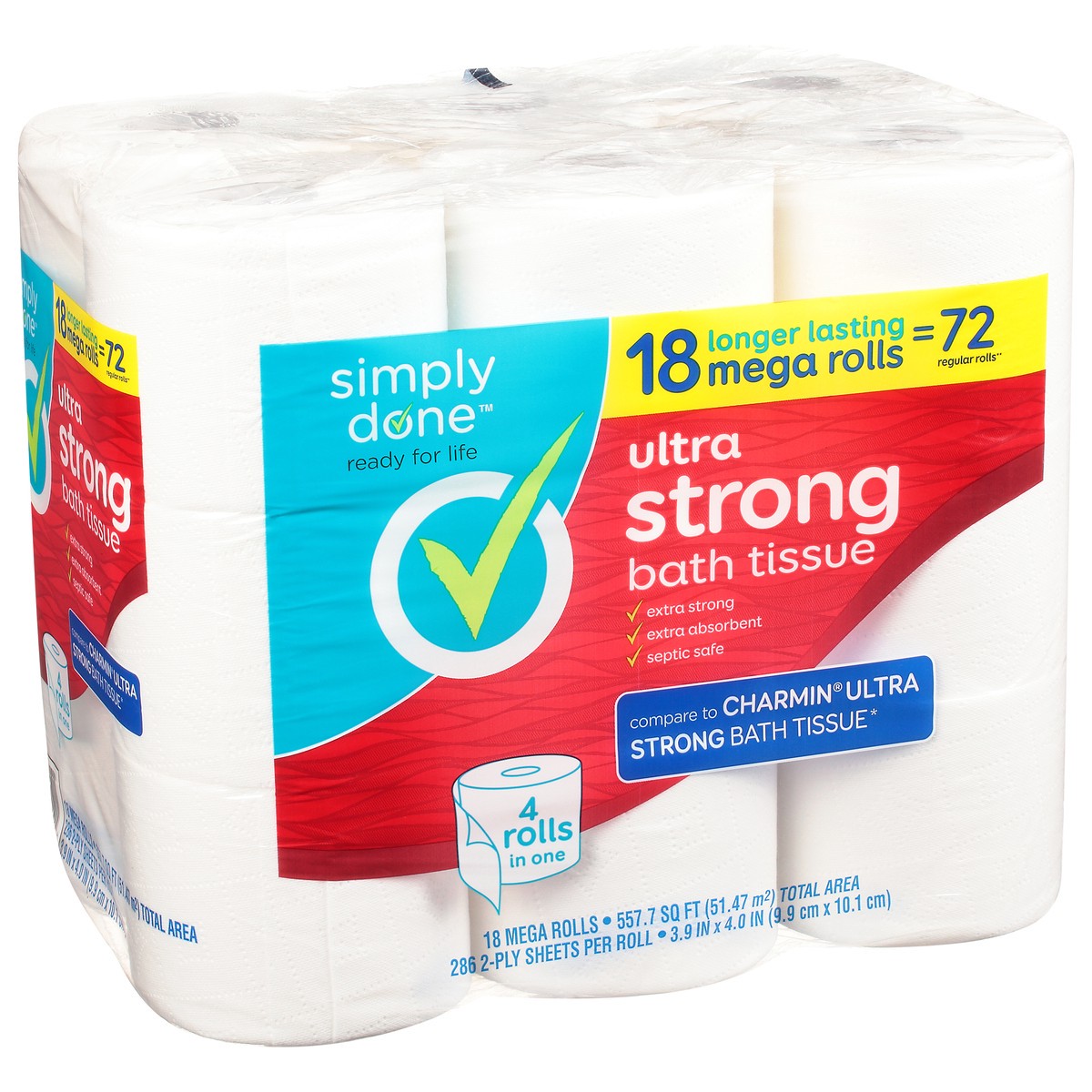 slide 4 of 13, Simply Done 2-Ply Mega Roll Ultra Strong Bath Tissue 18 ea, 18 ct