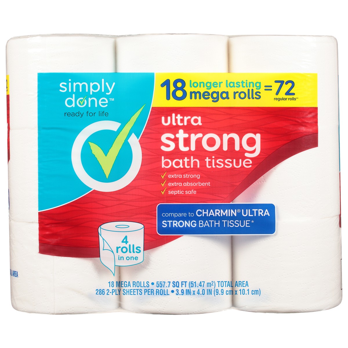 slide 10 of 13, Simply Done 2-Ply Mega Roll Ultra Strong Bath Tissue 18 ea, 18 ct