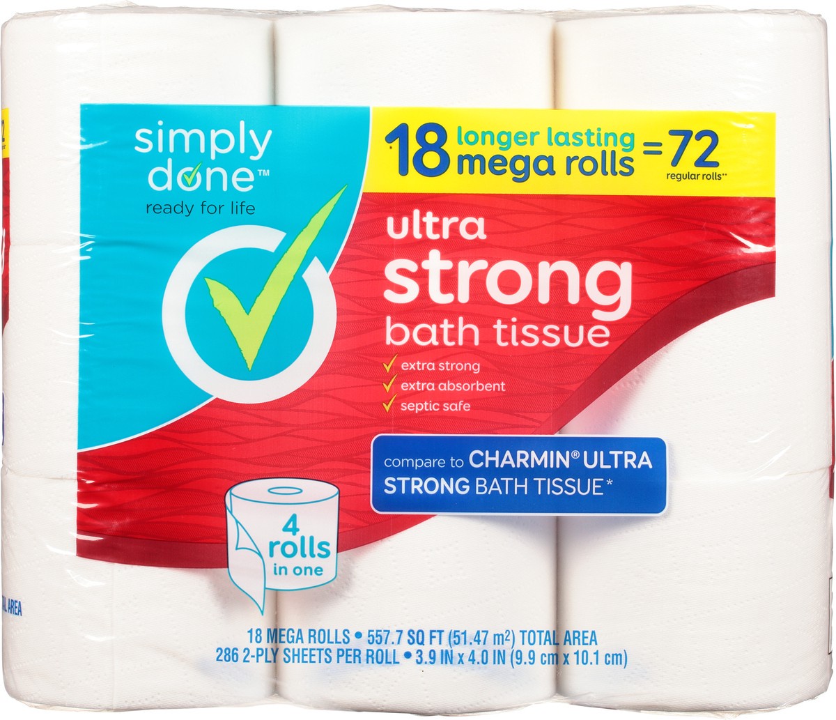 slide 2 of 13, Simply Done 2-Ply Mega Roll Ultra Strong Bath Tissue 18 ea, 18 ct