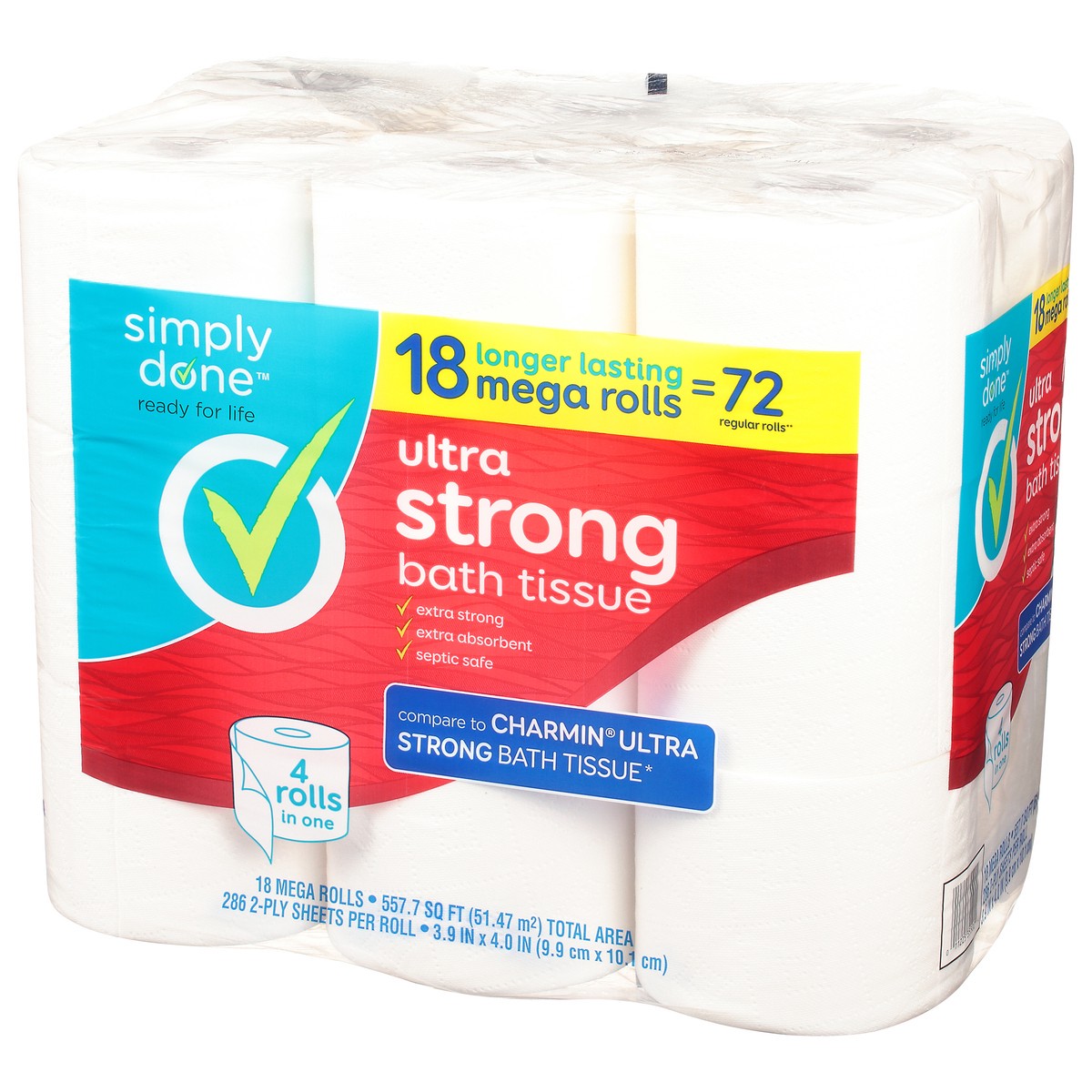 slide 3 of 13, Simply Done 2-Ply Mega Roll Ultra Strong Bath Tissue 18 ea, 18 ct