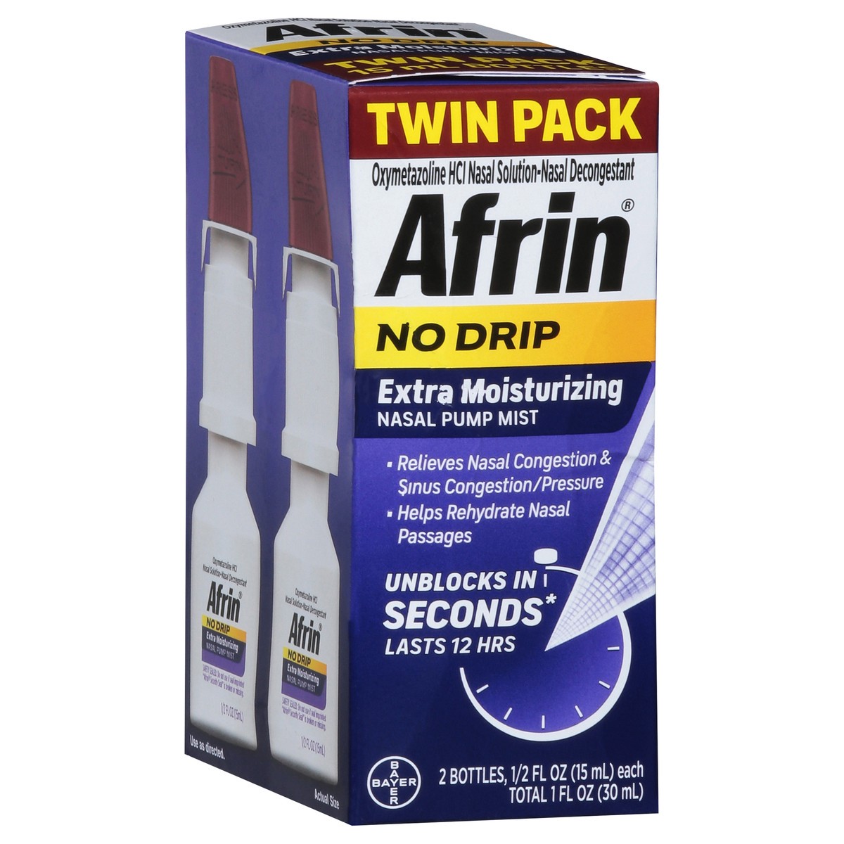 slide 13 of 14, Afrin Extra Moisturizing Nasal Pump Mist Twin Pack Bottle 2 ea, 2 ct