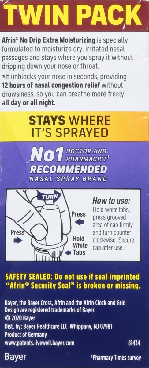 slide 8 of 14, Afrin Extra Moisturizing Nasal Pump Mist Twin Pack Bottle 2 ea, 2 ct