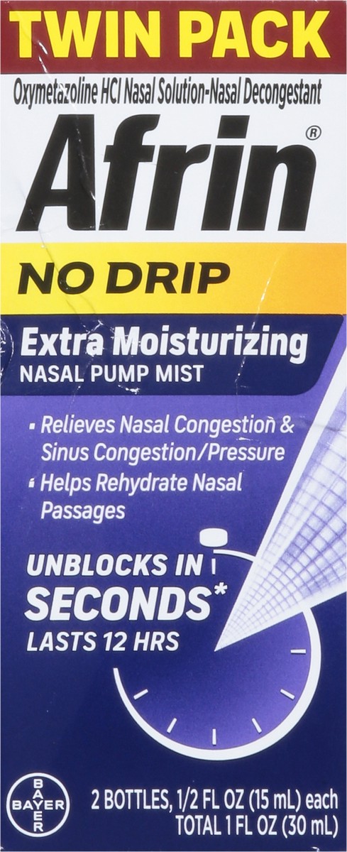slide 6 of 14, Afrin Extra Moisturizing Nasal Pump Mist Twin Pack Bottle 2 ea, 2 ct