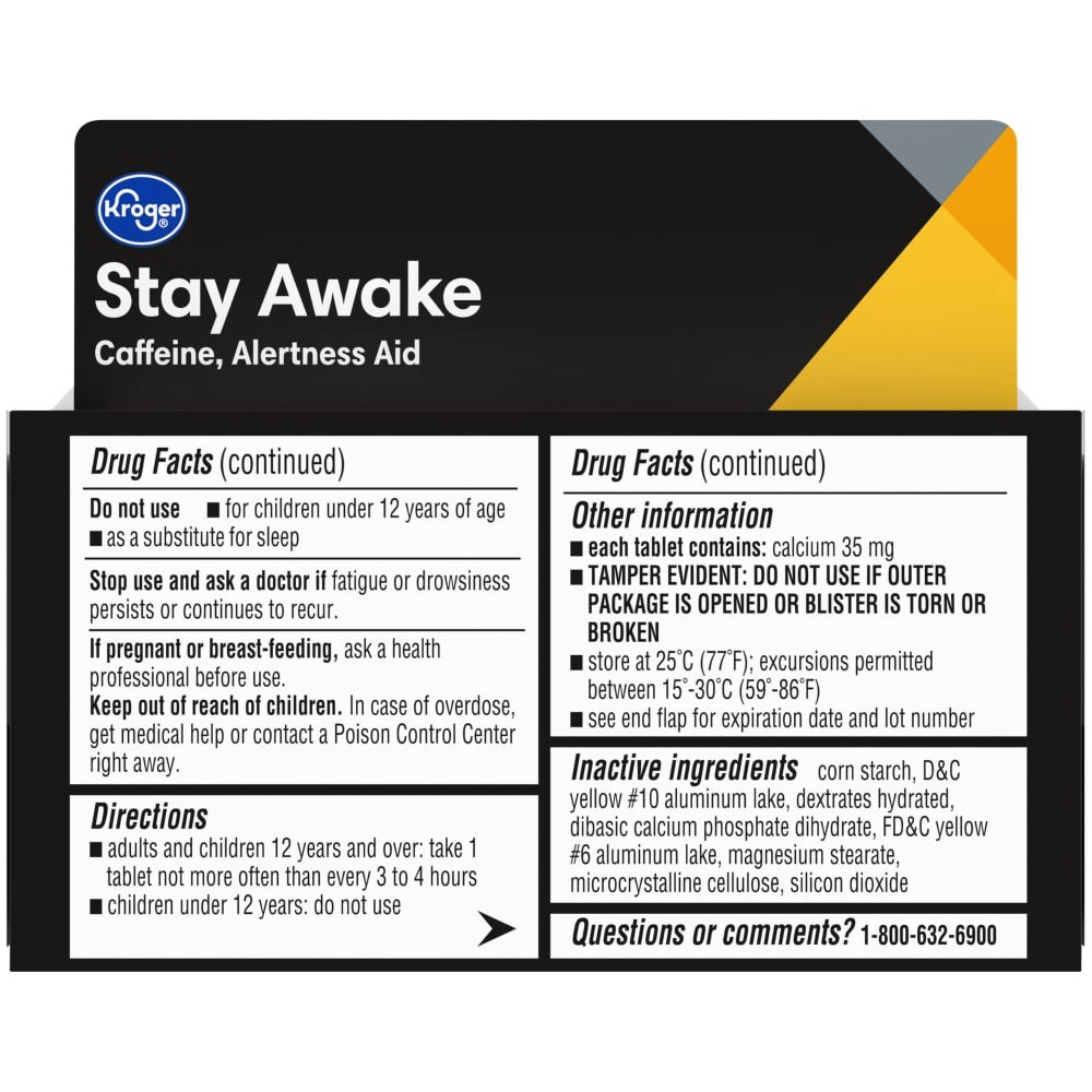 slide 4 of 5, Kroger Stay Awake Alertness Aid Tablets, 40 ct