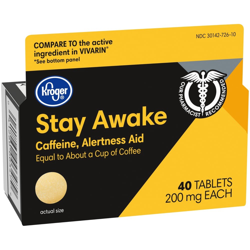 slide 3 of 5, Kroger Stay Awake Alertness Aid Tablets, 40 ct