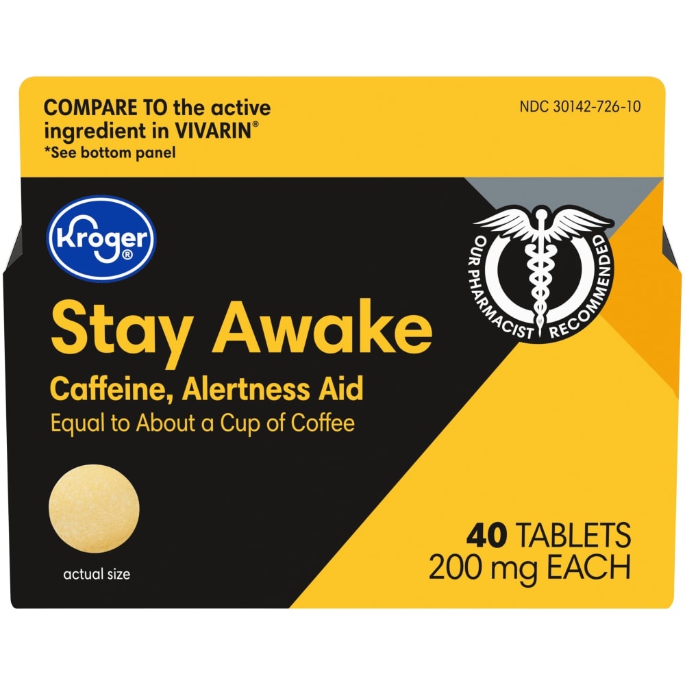 slide 1 of 1, Kroger Stay Awake Alertness Aid Tablets, 40 ct