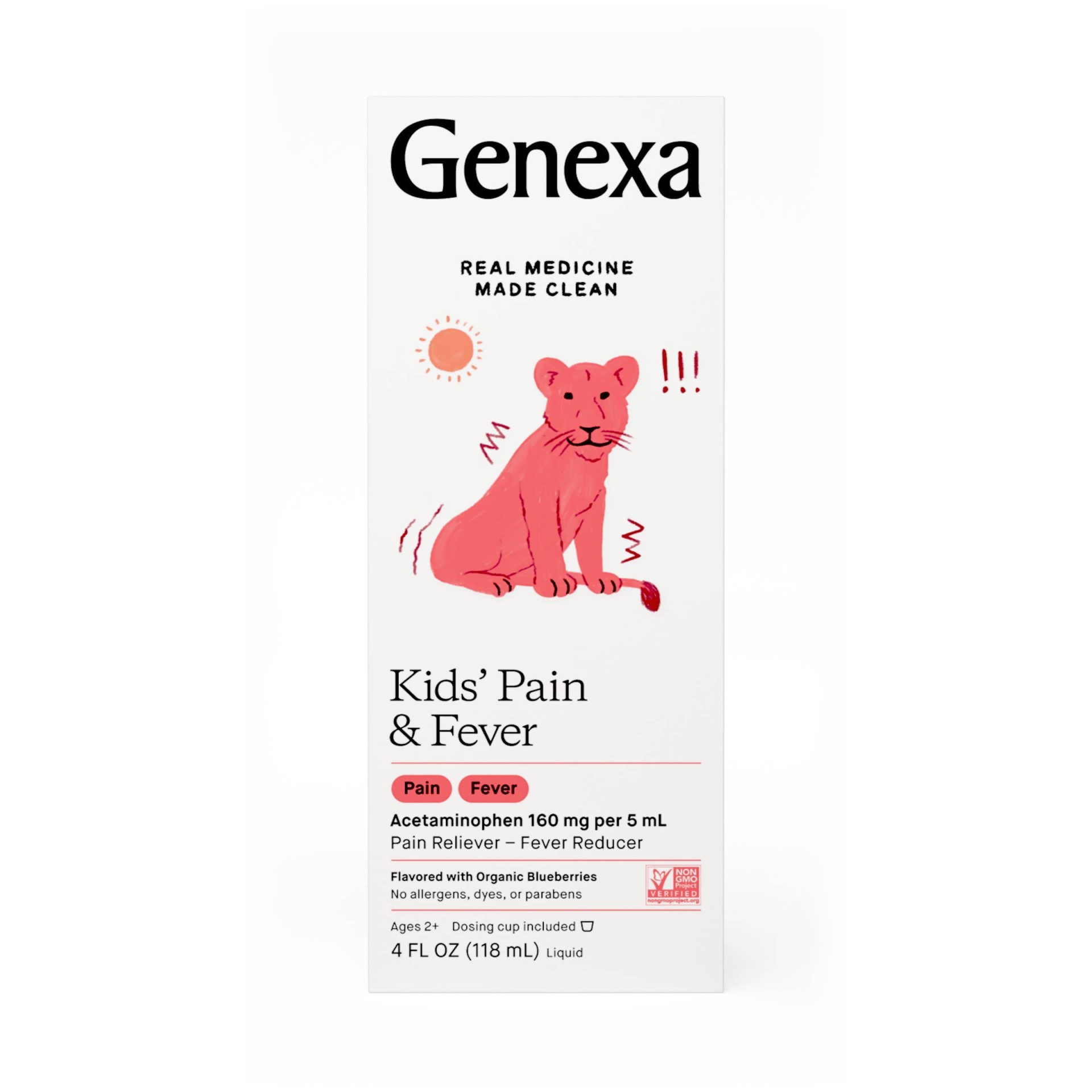 slide 1 of 4, Genexa Children's Acetaminophen Pain + Fever, 4 fl oz