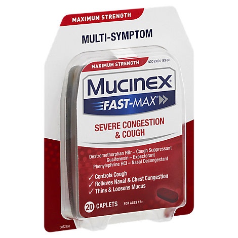 slide 1 of 1, Mucinex Fast-Max Severe Congestion And Cold Medicine Maximum Strength Caplets, 20 ct