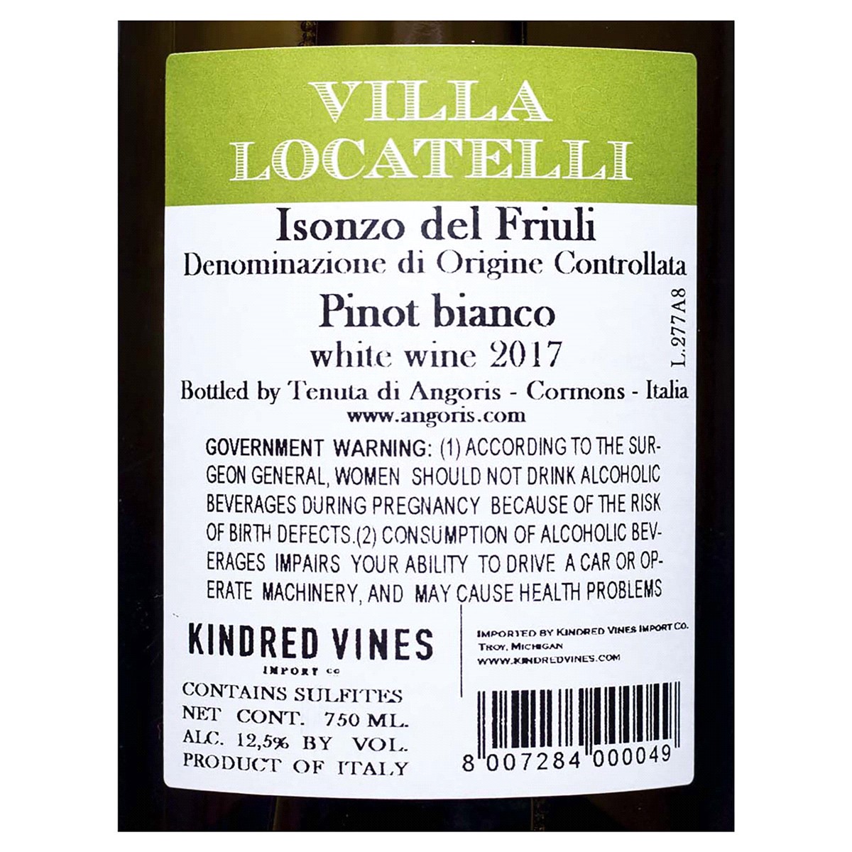 slide 2 of 2, Villa Locatelli Pinot Bianco, 750 ml
