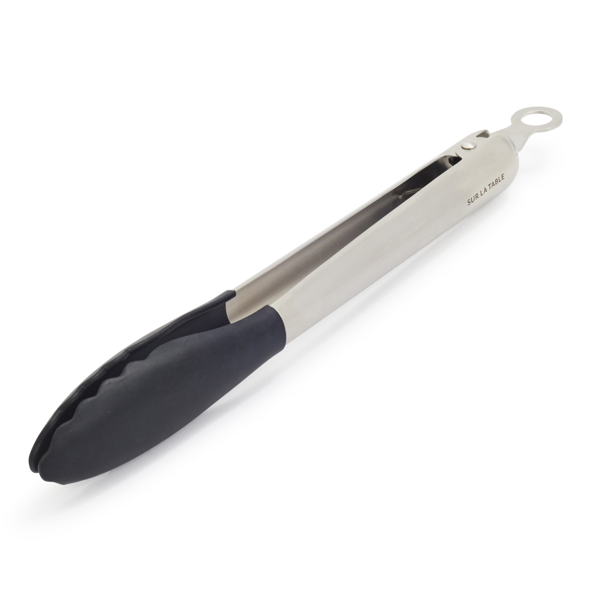 slide 1 of 1, Sur La Table Silicone-Tipped Tongs, Black, 13.5 in