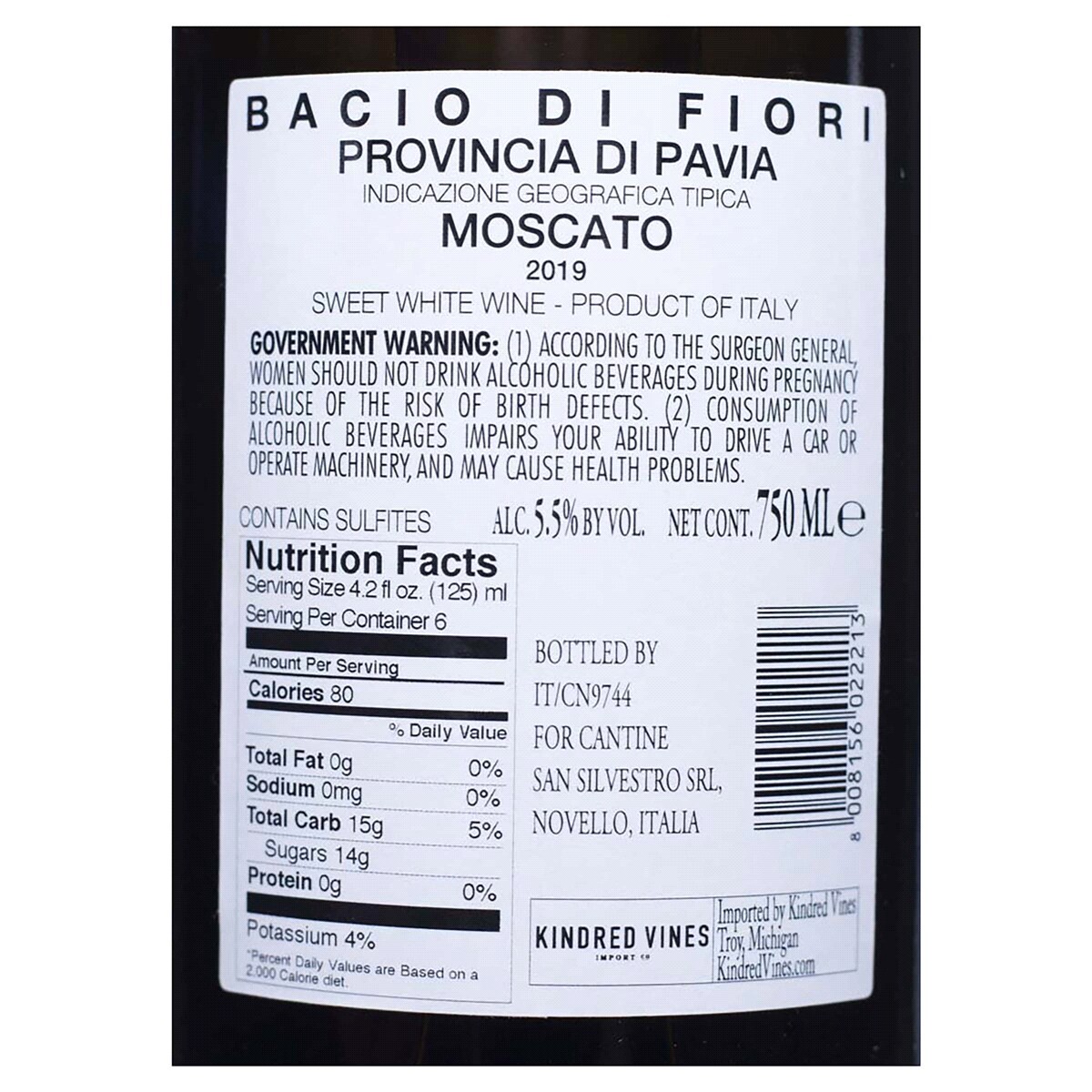 slide 2 of 2, Bacio Di Fiorio Moscato, 750 ml