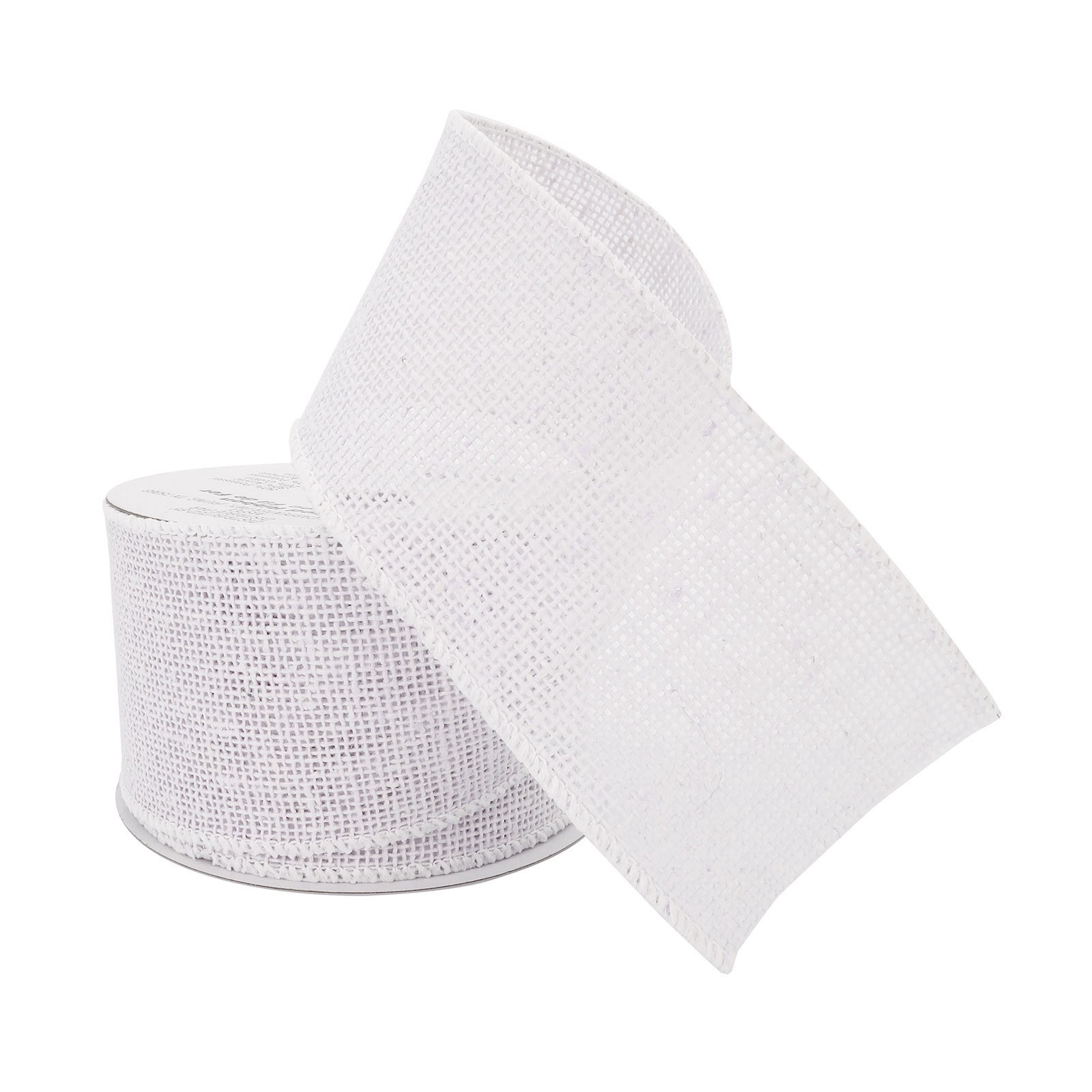 slide 3 of 4, 2.5" X 25ft. White Wired Faux Burlap Ribbon By Celebrate It, 2.5 in x 25 ft