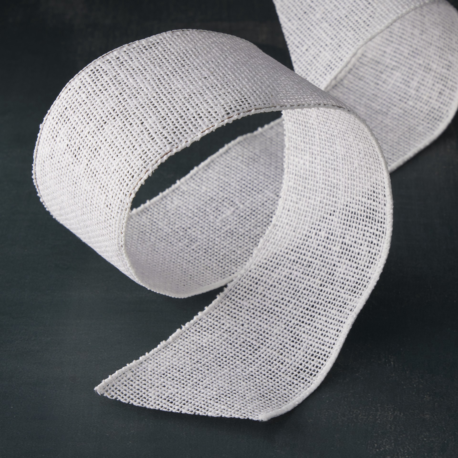 slide 4 of 4, 2.5" X 25ft. White Wired Faux Burlap Ribbon By Celebrate It, 2.5 in x 25 ft