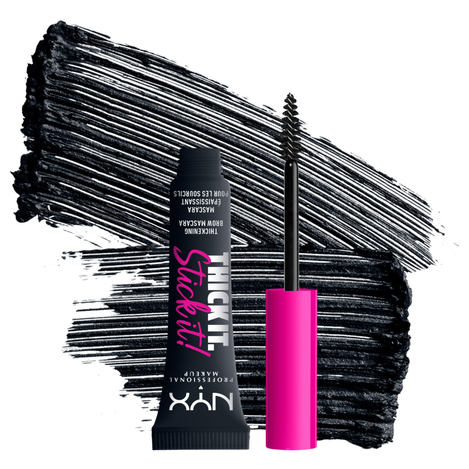 slide 3 of 5, Nyx Professional Makeup Thick It Stick It Brow Mascara 08 Black, 0.23 fl oz