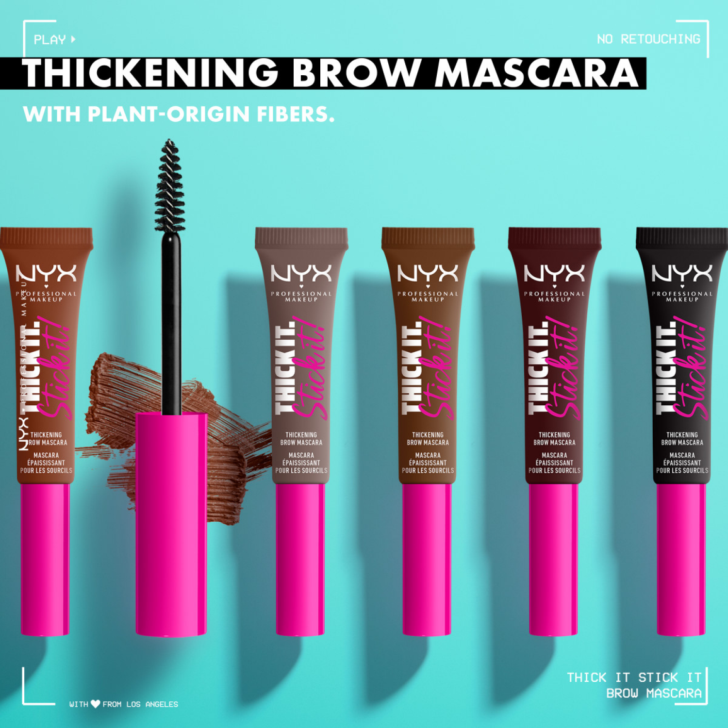 slide 5 of 5, Nyx Professional Makeup Thick It Stick It Brow Mascara 08 Black, 0.23 fl oz