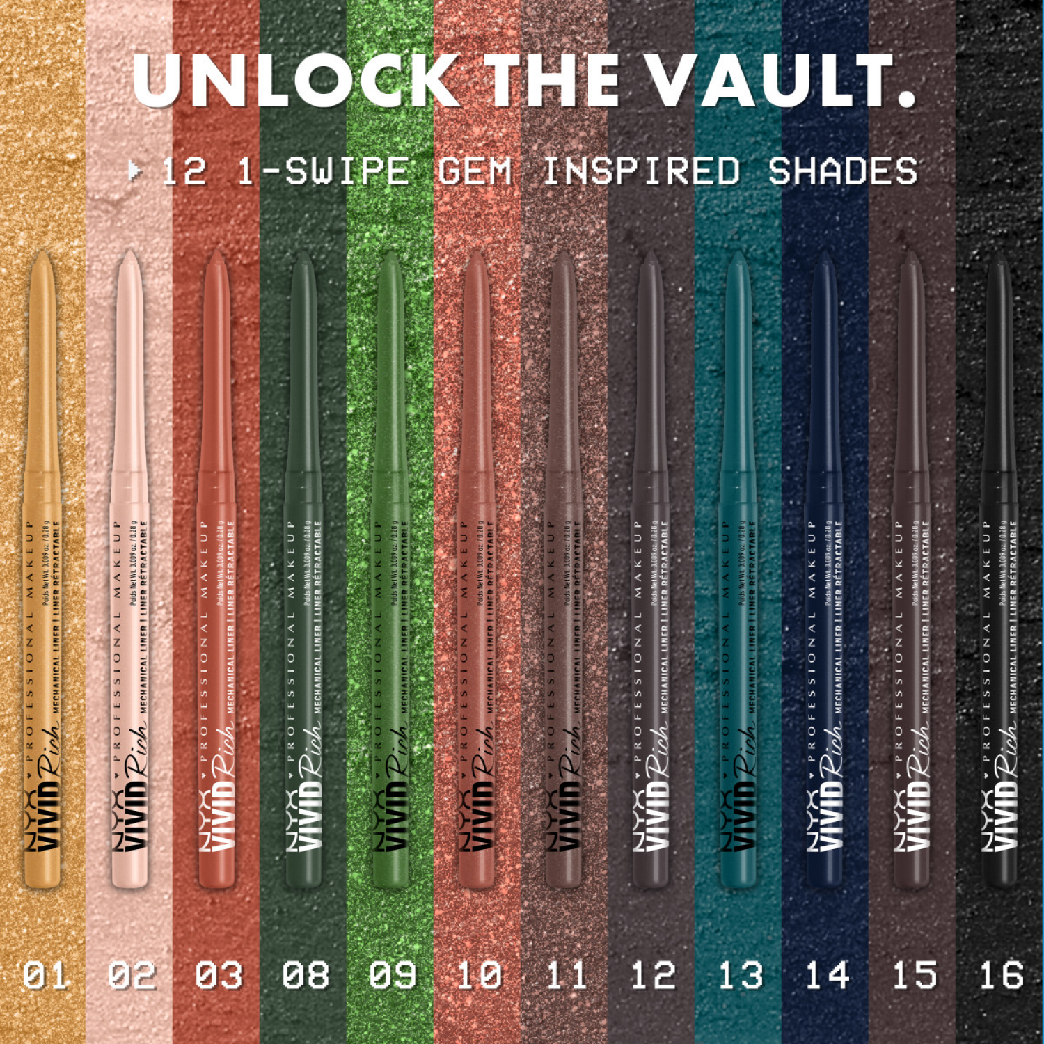 slide 4 of 8, Nyx Professional Makeup Vivid Rich Mechanical Liner Pencil - Emerald Empire, 0.009 oz