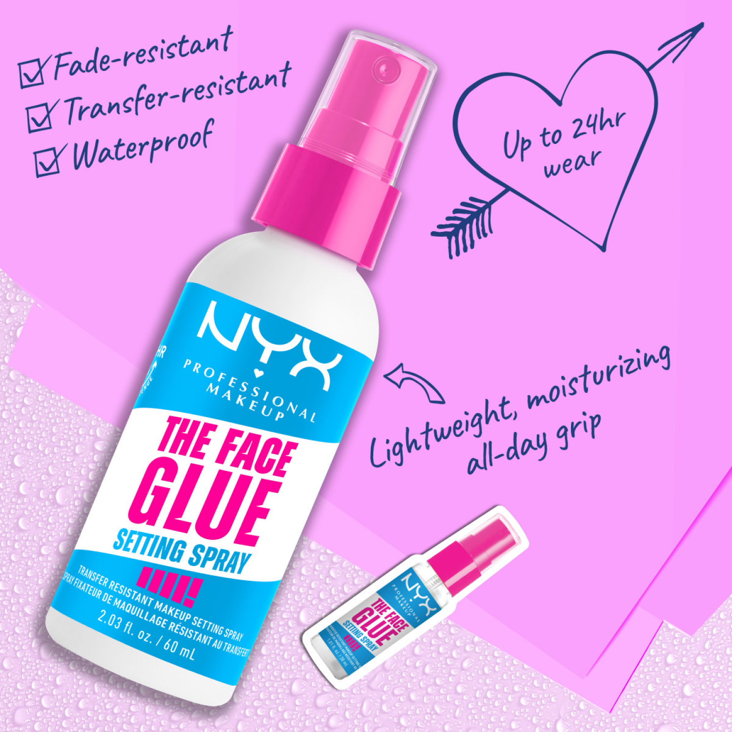 slide 4 of 5, NYX Professional Makeup The Face Glue Setting Spray, 2 fl oz