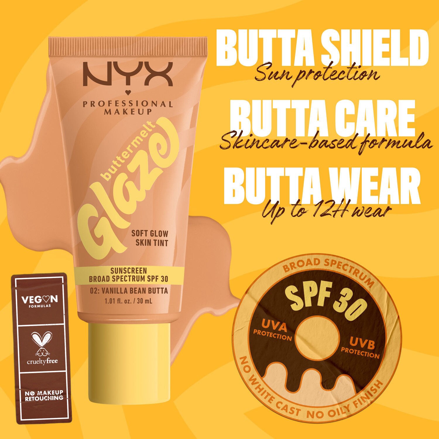slide 12 of 16, NYX Buttermelt Glaze SPF 30 - Vanilla Bean Butta, 1 ct
