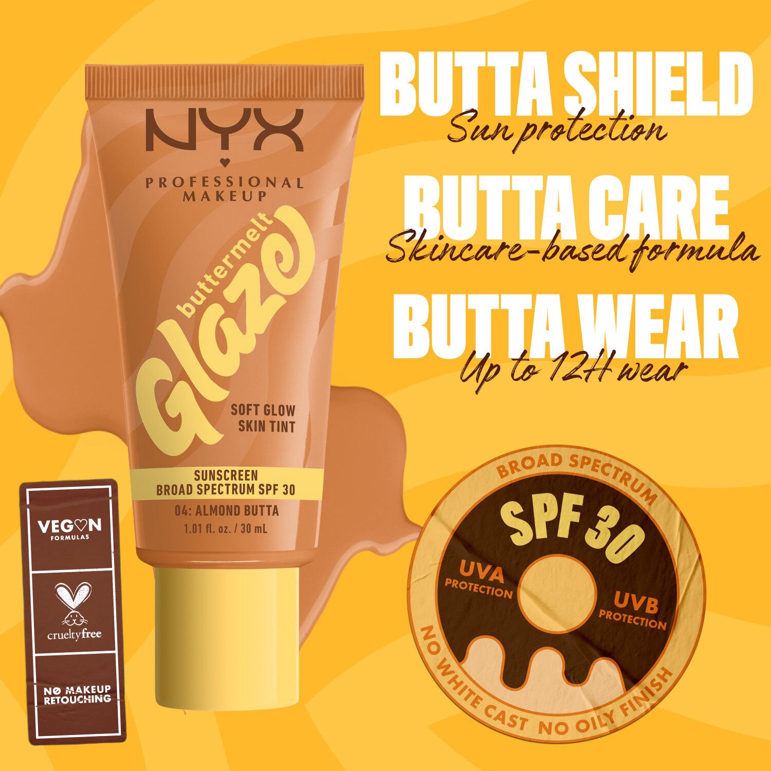 slide 13 of 16, NYX Professional Makeup Buttermlt Glz Spf 30 Almond Butta, 11 oz