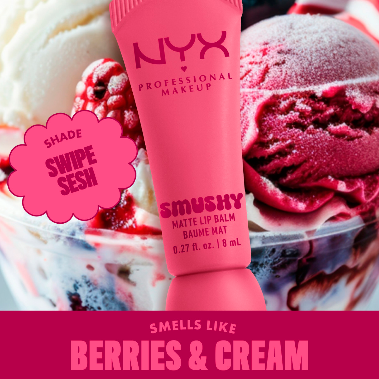 slide 4 of 8, NYX Professional MakeupProfessional Makeup NYX Professional MakeupSmushy Matte Lip Balm : Swipe Sesh, 0.27 oz