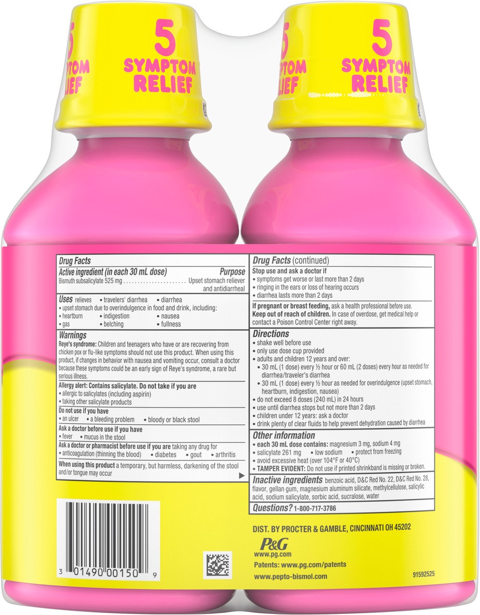 slide 3 of 3, Pepto-Bismol Liquid for Nausea, Heartburn, Indigestion, Upset Stomach, and Diarrhea Relief, Original Flavor 2x12 oz, 2 ct