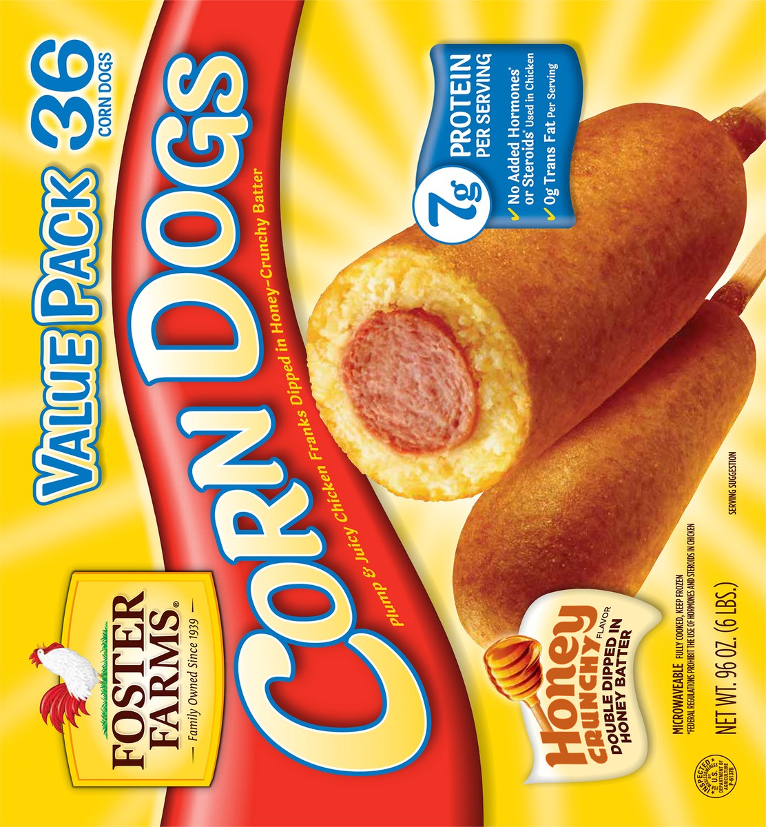 slide 3 of 9, Foster Farms Crunchy Honey Corn Dogs Value Pack 36 ea, 36 ct