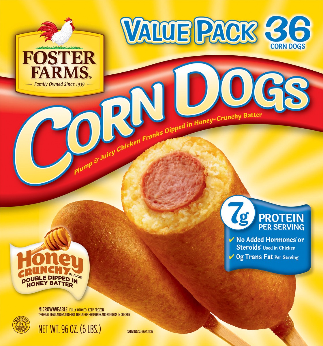 slide 8 of 9, Foster Farms Crunchy Honey Corn Dogs Value Pack 36 ea, 36 ct