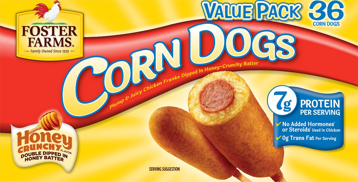 slide 9 of 9, Foster Farms Crunchy Honey Corn Dogs Value Pack 36 ea, 36 ct