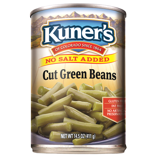 slide 1 of 1, Kuner's Green Beans Cut Premium Blue Lake No Salt Added, 14.5 oz