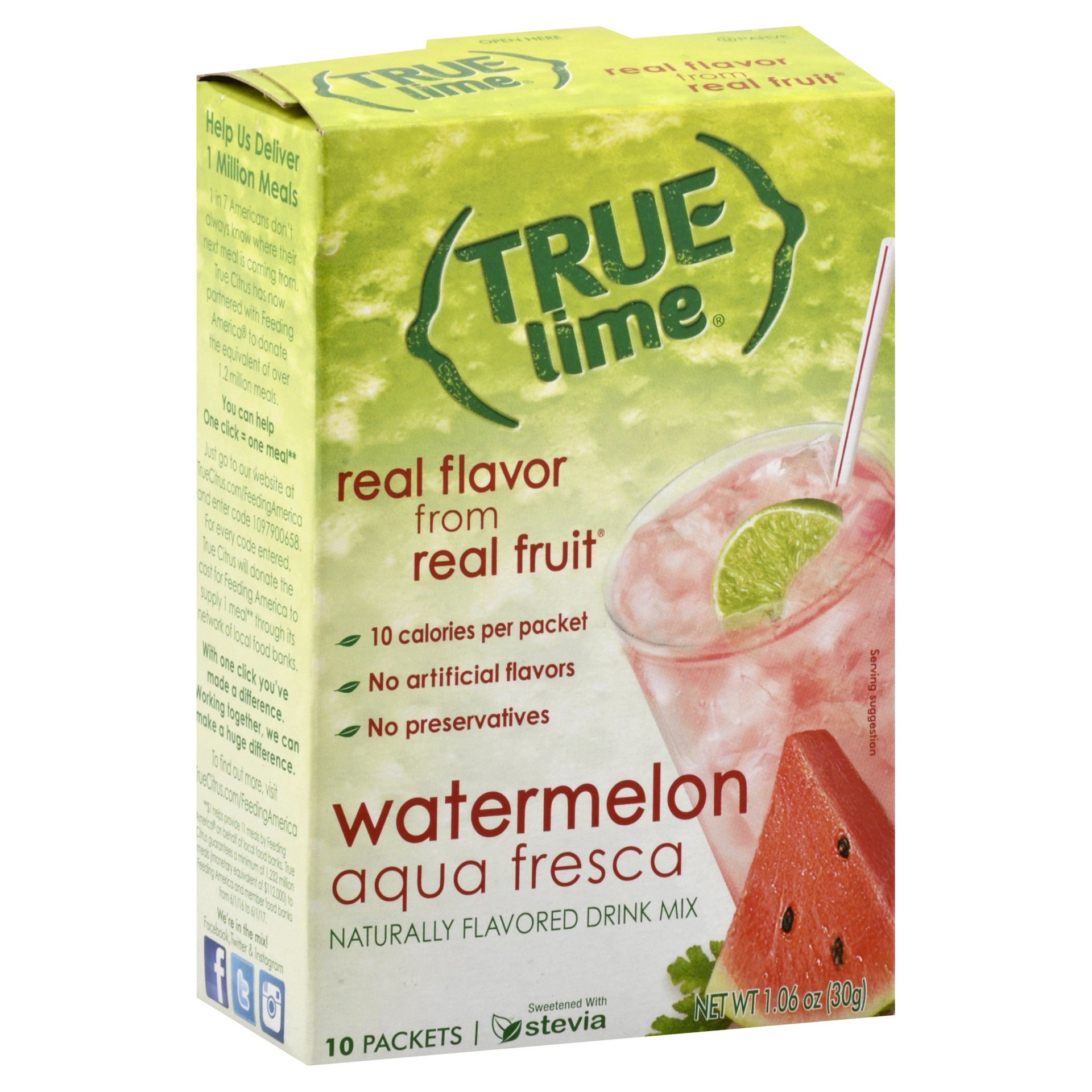 slide 1 of 11, True Lime Limeade Watermelon Drink Mix Packets 10 ea, 10 ct