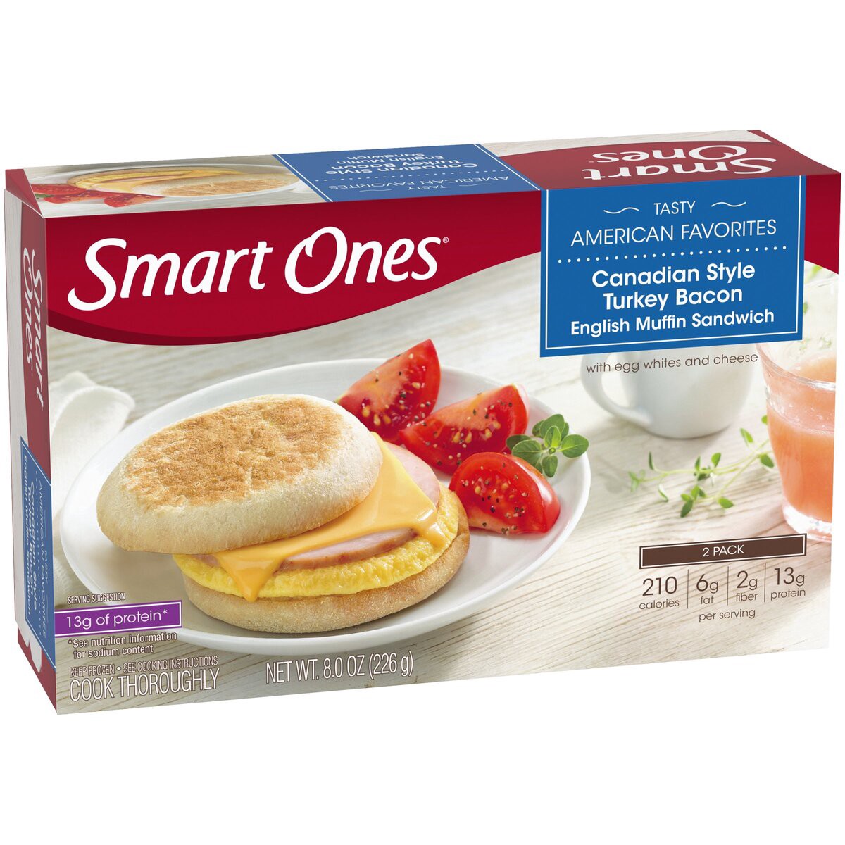 slide 2 of 8, Smart Ones Tasty American Favorites Canadian Style Turkey Bacon English Muffin Sandwiches 2 - 4 oz Boxes, 8 oz