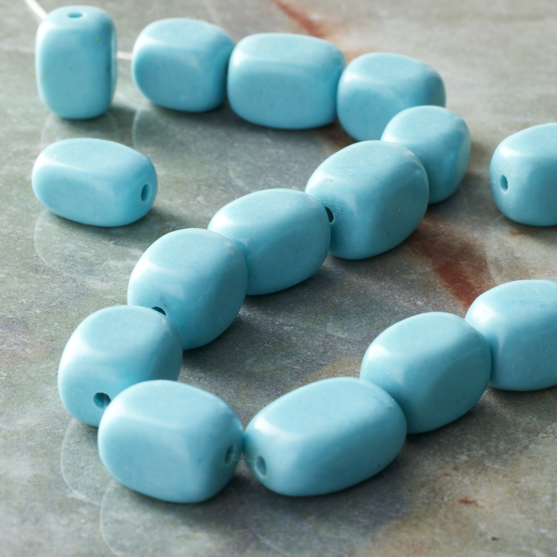 slide 2 of 3, Turquoise Reconstituted Howlite Potato Beads By Bead Landing, 9mm-12mm