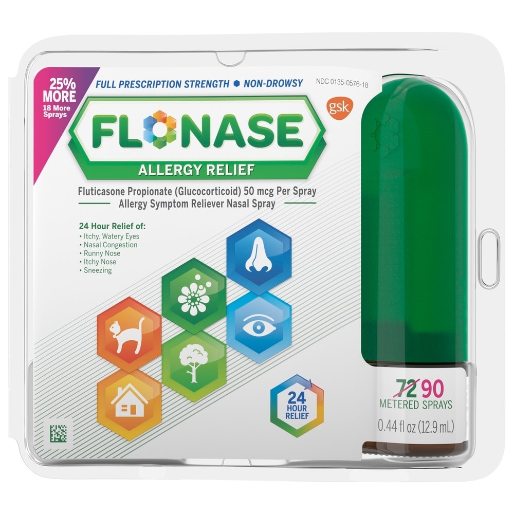 slide 1 of 1, Flonase Allergy Symptom Relief Nasal Spray, 90 ct