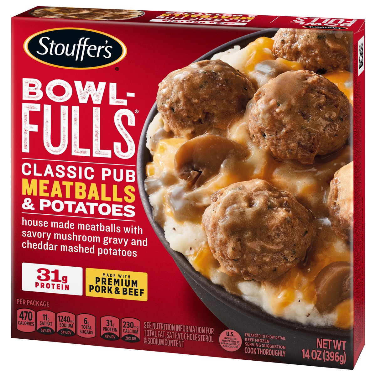 slide 6 of 15, Stouffer's Bowl-Fulls Classic Pub Meatballs & Mashed Potatoes Bowl Frozen Meal, 14 oz