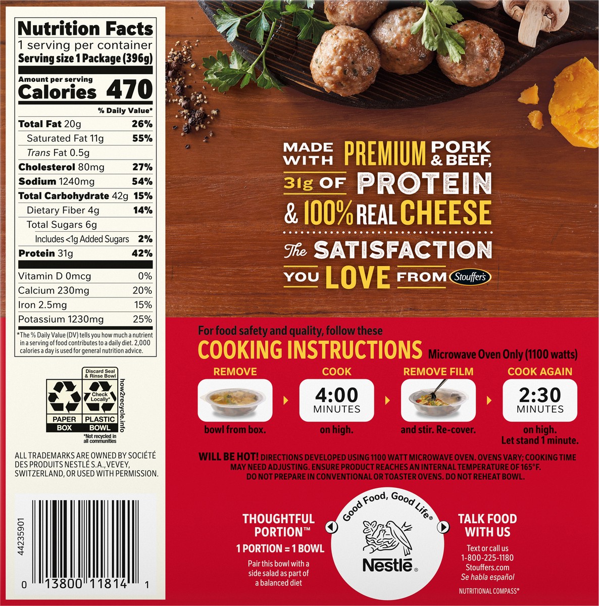 slide 7 of 15, Stouffer's Bowl-Fulls Classic Pub Meatballs & Mashed Potatoes Bowl Frozen Meal, 14 oz