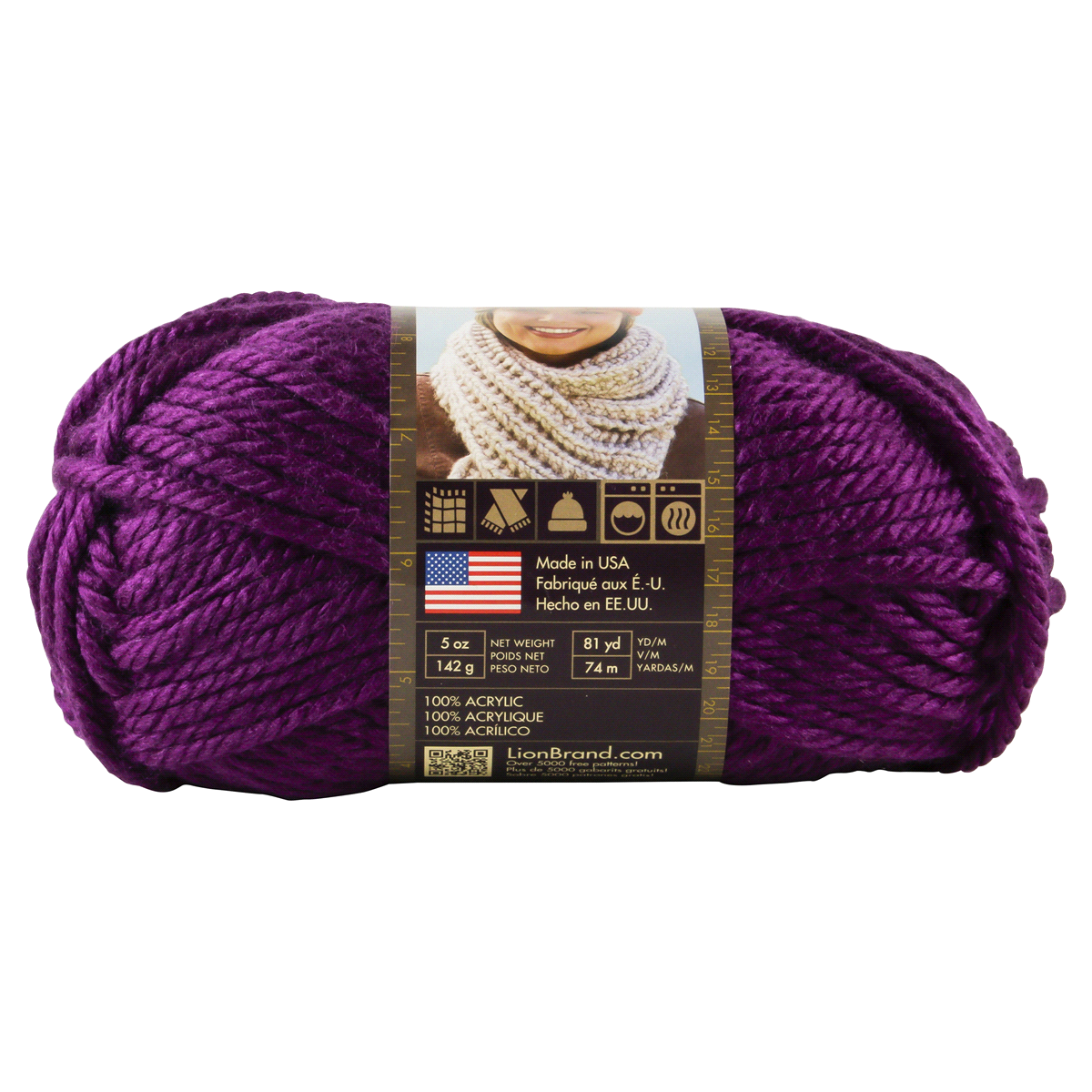 slide 2 of 3, Lion Brand Yarn Hometown USA Portland Wine, 64 yd