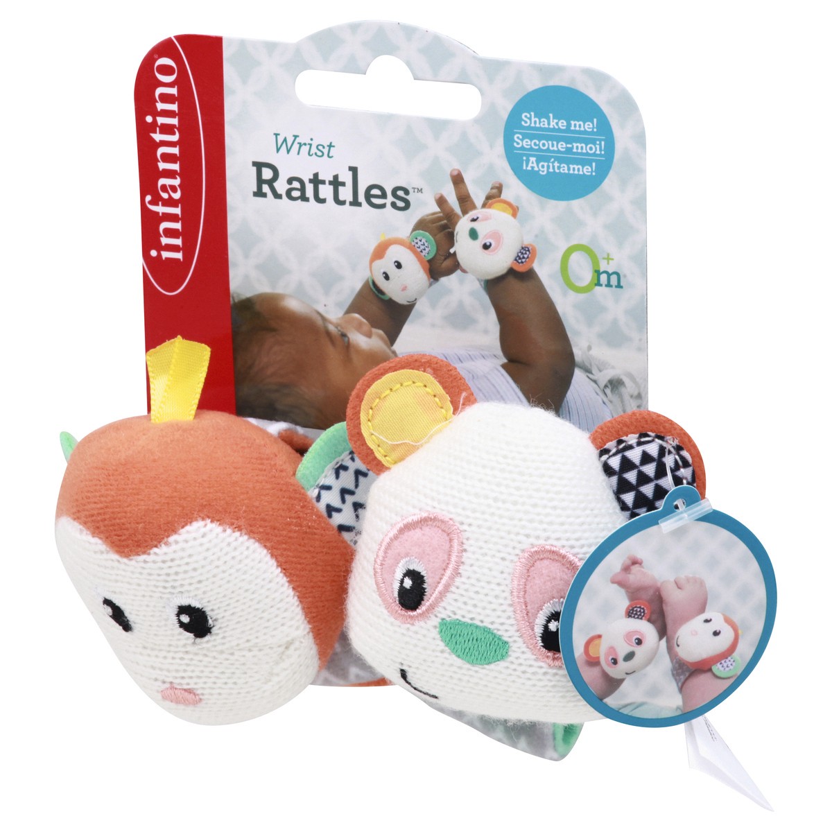 slide 3 of 9, Infantino Wrist Rattles, Monkey/Panda, Wrist Rattles 2 ea, 2 ct